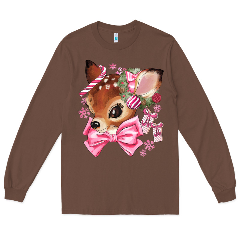 Reindeer Head Christmas Long Sleeve Tee by MaliasSmallBusiness | Teevron