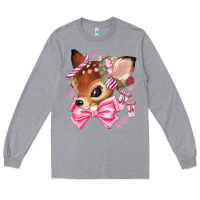 Heather Grey reindeer head christmas Long Sleeve Tee - MaliasSmallBusiness