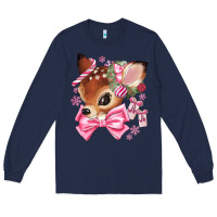 Navy reindeer head christmas Long Sleeve Tee - MaliasSmallBusiness