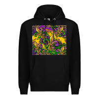 Black mardi gras fleur de lis Premium Hoodie - CowGirlArtShop