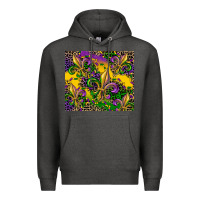 Charcoal Heather mardi gras fleur de lis Premium Hoodie - CowGirlArtShop