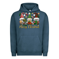 Pigment Midnight Navy Merry Christmas Gnomes Urban Hoodie - BundleAndBundleShop
