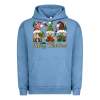 Pigment Pebble Blue Merry Christmas Gnomes Urban Hoodie - BundleAndBundleShop