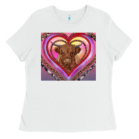 White highland cow valentine's day Ladies Tee - RanaPortraitStore