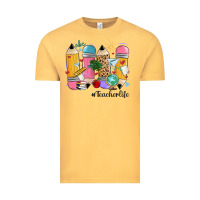 Vintage Mustard teacher life pencils Vintage Tee - MaliasSmallBusiness