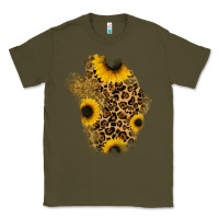 Army Green glitter sunflowers leopard patch Classic Tee - RanaPortraitStore