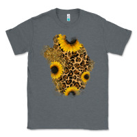 Charcoal Heather glitter sunflowers leopard patch Classic Tee - RanaPortraitStore