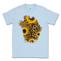 Dusty Blue glitter sunflowers leopard patch Classic Tee - RanaPortraitStore