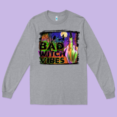 Bad Witch Vibes Long Sleeve Tee Designed By Jahusdesignshop