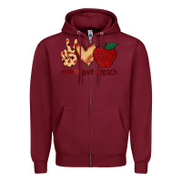 Burgundy Peace Love Teach Zipper Hoodie - Bettercallsaul
