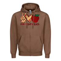 Chestnut Peace Love Teach Zipper Hoodie - Bettercallsaul