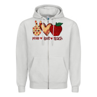 Dove Grey Peace Love Teach Zipper Hoodie - Bettercallsaul