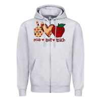 Heather Grey Peace Love Teach Zipper Hoodie - Bettercallsaul