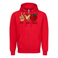 Red Peace Love Teach Zipper Hoodie - Bettercallsaul