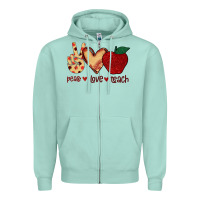 Seafoam Peace Love Teach Zipper Hoodie - Bettercallsaul