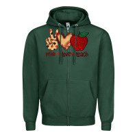 Sports Green Peace Love Teach Zipper Hoodie - Bettercallsaul