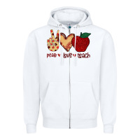 White Peace Love Teach Zipper Hoodie - Bettercallsaul