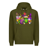 Army Green mardi gras coffee cups cowgirl Premium Hoodie - CowGirlArtShop