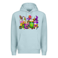 Blue Mist mardi gras coffee cups cowgirl Premium Hoodie - CowGirlArtShop