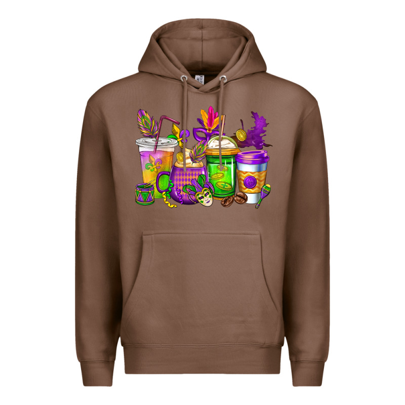 Mardi Gras Coffee Cups Cowgirl Premium Hoodie by CowGirlArtShop | Teevron