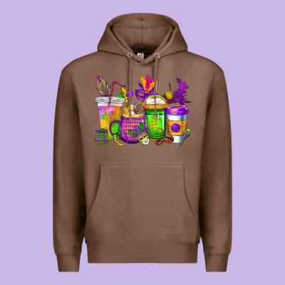 Mardi Gras Coffee Cups Cowgirl Premium Hoodie Designed By Cowgirlartshop