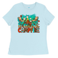 Baby Blue life is better by the campfire Ladies Tee - AdoDesignShop