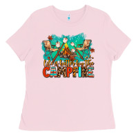 Bubblegum Pink life is better by the campfire Ladies Tee - AdoDesignShop