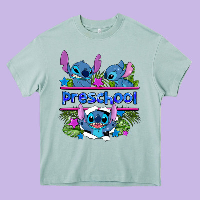 Preview Flower Stitch Blue Preschool Heavy Core Tee Designed By Adodesignshop