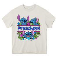 Cream preview flower stitch blue preschool Heavy Core Tee - AdoDesignShop