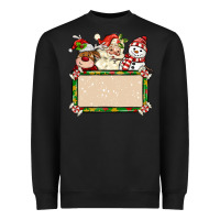 Black santa reindeer snowman preview and costom name Heavyweight Sweatshirt - MaliasSmallBusiness