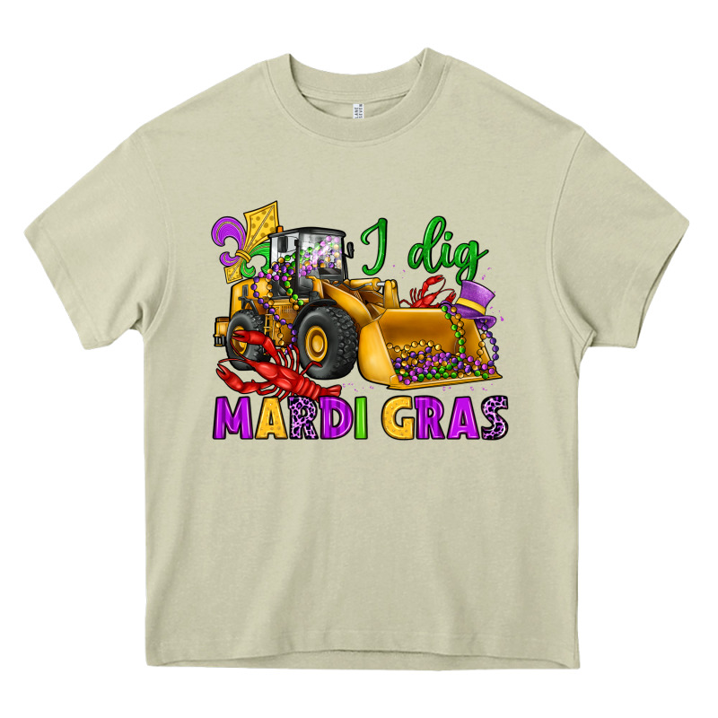 I Dig Mardi Gras Bulldozer Heavy Core Tee by JahusDesignShop | Teevron