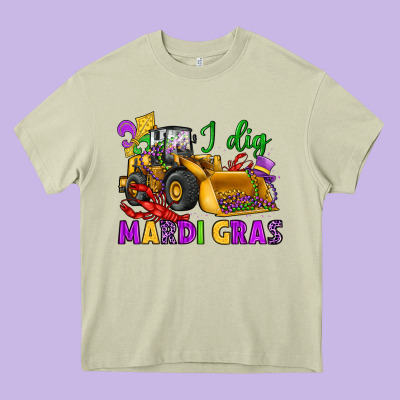 I Dig Mardi Gras Bulldozer Heavy Core Tee Designed By Jahusdesignshop