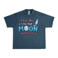 Midnight Navy i love you to the moon and back Urban Heavy Tee - MaliasSmallBusiness