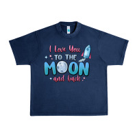 Navy i love you to the moon and back Urban Heavy Tee - MaliasSmallBusiness