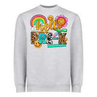 Heather Grey hello pre k Heavyweight Sweatshirt - NancyCooperArtShop