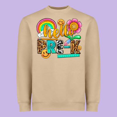 Hello Pre K Heavyweight Sweatshirt Designed By Nancycooperartshop