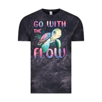 Cloud Black go with flow turtle Vintage Tee - MaliasSmallBusiness
