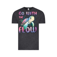 Vintage Black go with flow turtle Vintage Tee - MaliasSmallBusiness