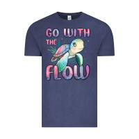 Vintage Denim go with flow turtle Vintage Tee - MaliasSmallBusiness