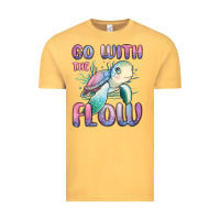 Vintage Mustard go with flow turtle Vintage Tee - MaliasSmallBusiness