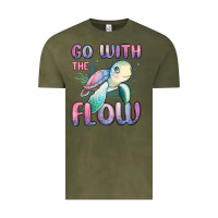 Vintage Olive go with flow turtle Vintage Tee - MaliasSmallBusiness