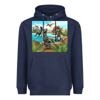 Navy dinosaurs Heavyweight Hoodie - TumblerDesignByShophia