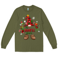 Army Green the nurse gnome christmas Long Sleeve Tee - MaliasSmallBusiness