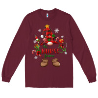 Burgundy the nurse gnome christmas Long Sleeve Tee - MaliasSmallBusiness