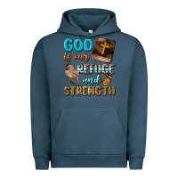 Pigment Midnight Navy God Is Our Refuge And Strength Urban Hoodie - BundleAndBundleShop