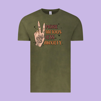 More Tattoos Less Anxiety Vintage Tee Designed By Maliassmallbusiness