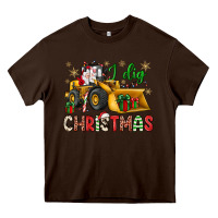 Chocolate Brown i dig Christmas bulldozer santa Heavy Core Tee - JahusDesignShop