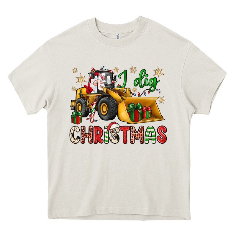 I Dig Christmas Bulldozer Santa Heavy Core Tee by JahusDesignShop | Teevron