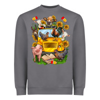 Storm farm animals with school bus Heavyweight Sweatshirt - NancyCooperArtShop