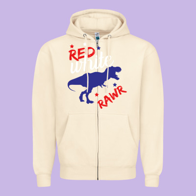 4th Of July Dinosaur Zipper Hoodie Designed By Bettercallsaul